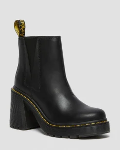 Dr. Martens Chelsea Boots Spence En Cuir à Talons Évasés Noir — Sendal Sale