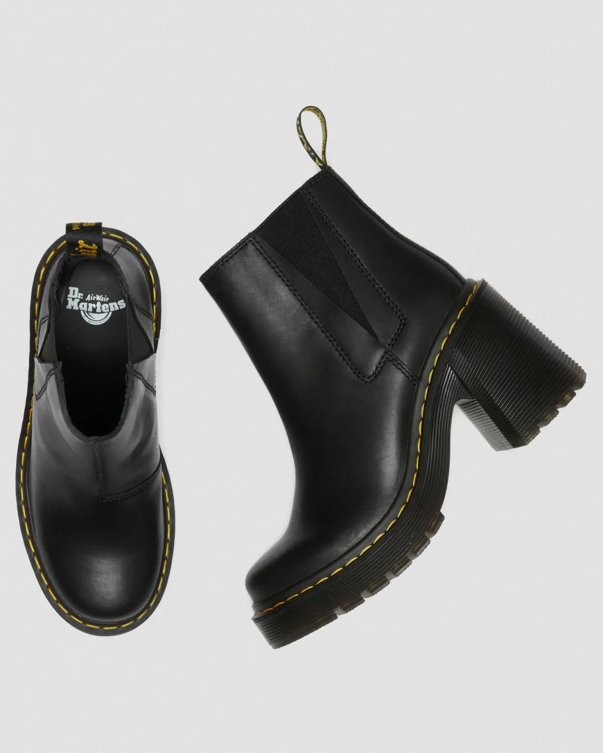 Dr. Martens Chelsea Boots Spence En Cuir à Talons Évasés Noir — Sendal Sale