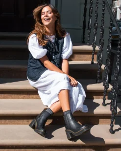 Dr. Martens Chelsea Boots Spence En Cuir à Talons Évasés Noir — Sendal Sale
