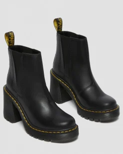 Dr. Martens Chelsea Boots Spence En Cuir à Talons Évasés Noir — Sendal Sale