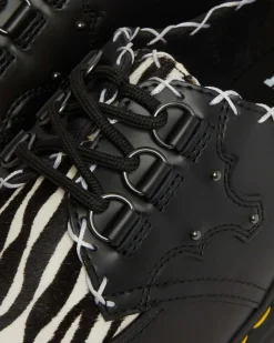 Dr. Martens Creepers Plateformes Ramsey En Cuir à Imprimé Zèbre Black+Zebra — Smooth+Hair On Cheap