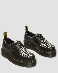 Dr. Martens Creepers Plateformes Ramsey En Cuir à Imprimé Zèbre Black+Zebra — Smooth+Hair On Cheap
