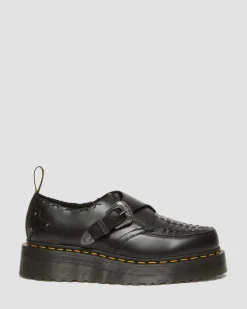 Dr. Martens Creepers Plateformes Ramsey En Cuir Smooth Tressé Noir — Smooth Leather Hot