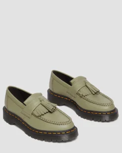 Dr. Martens Mocassins Adrian En Cuir Virginia à Pampilles Muted Olive — Virginia New