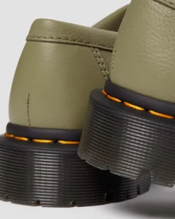 Dr. Martens Mocassins Adrian En Cuir Virginia à Pampilles Muted Olive — Virginia New