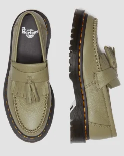 Dr. Martens Mocassins Adrian En Cuir Virginia à Pampilles Muted Olive — Virginia New