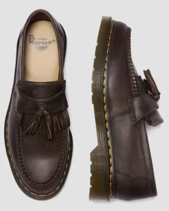 Dr. Martens Mocassins Adrian En Cuir Crazy Horse à Pampilles Marron foncé — Crazy Horse Best Sale