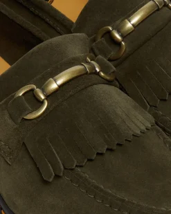 Dr. Martens Mocassins Adrian Snaffle En Daim Olive — Repello Calf Suede Fashion