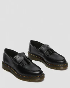 Dr. Martens Mocassins Adrian Yellow Stitch En Cuir Smooth à Pampilles Noir — Smooth Leather Flash Sale