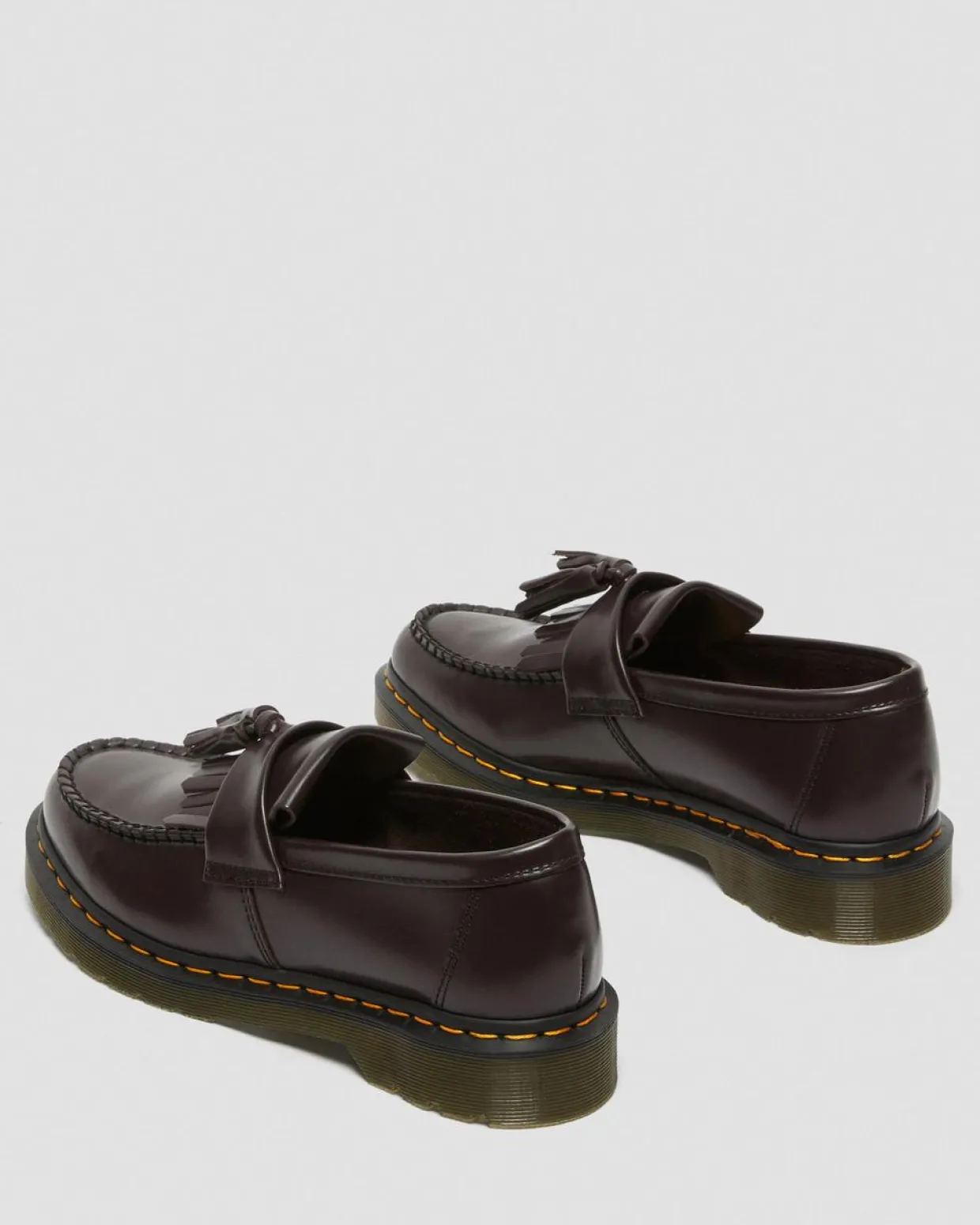 Dr. Martens Mocassins Adrian Yellow Stitch En Cuir Smooth à Pampilles Bordeaux — Smooth Leather Shop