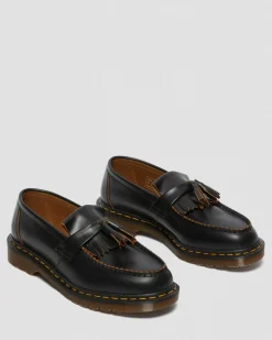 Dr. Martens Mocassins Made In England Vintage En Cuir Quilon à Pampilles Noir — Quilon Store