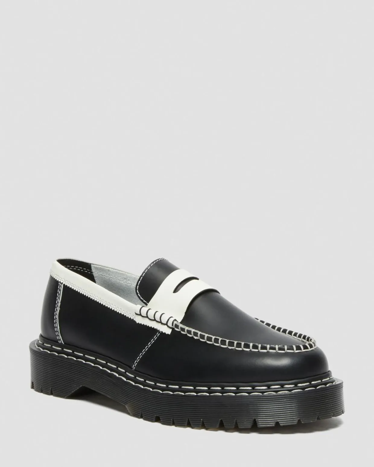 Dr. Martens Mocassins Penton Bex Contrast En Cuir Noir+Blanc — Smooth Slice Cheap