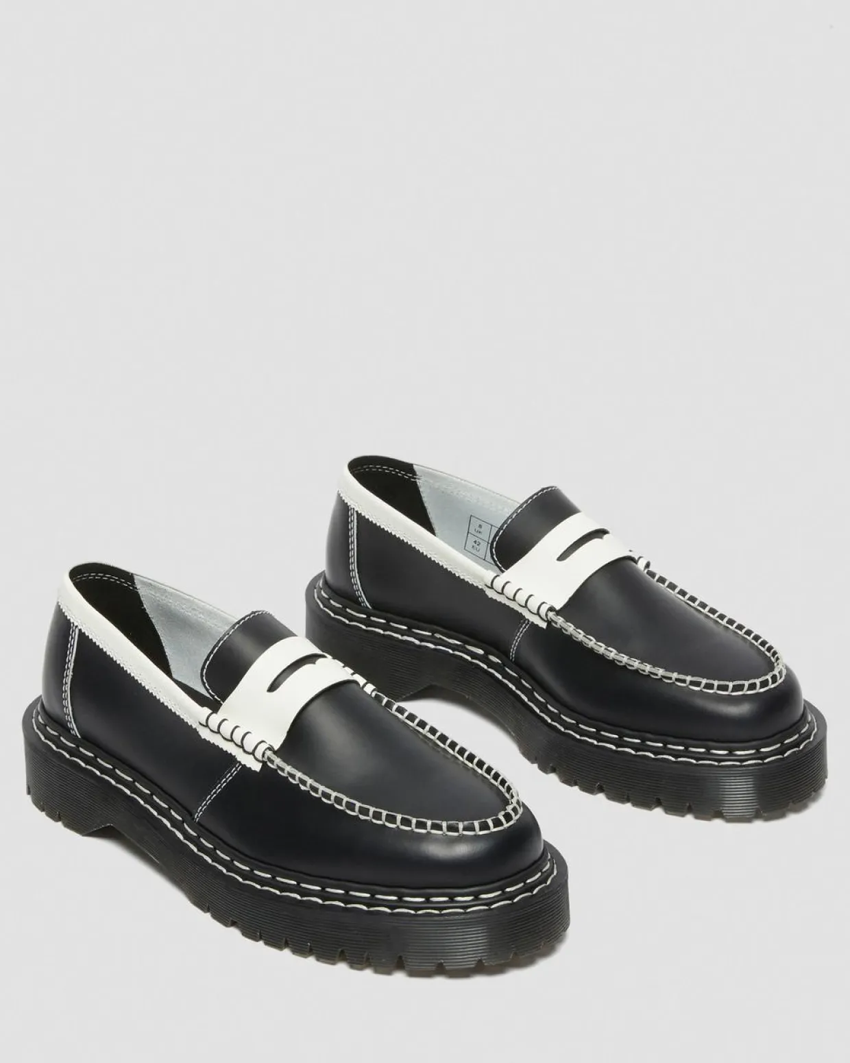 Dr. Martens Mocassins Penton Bex Contrast En Cuir Noir+Blanc — Smooth Slice Cheap