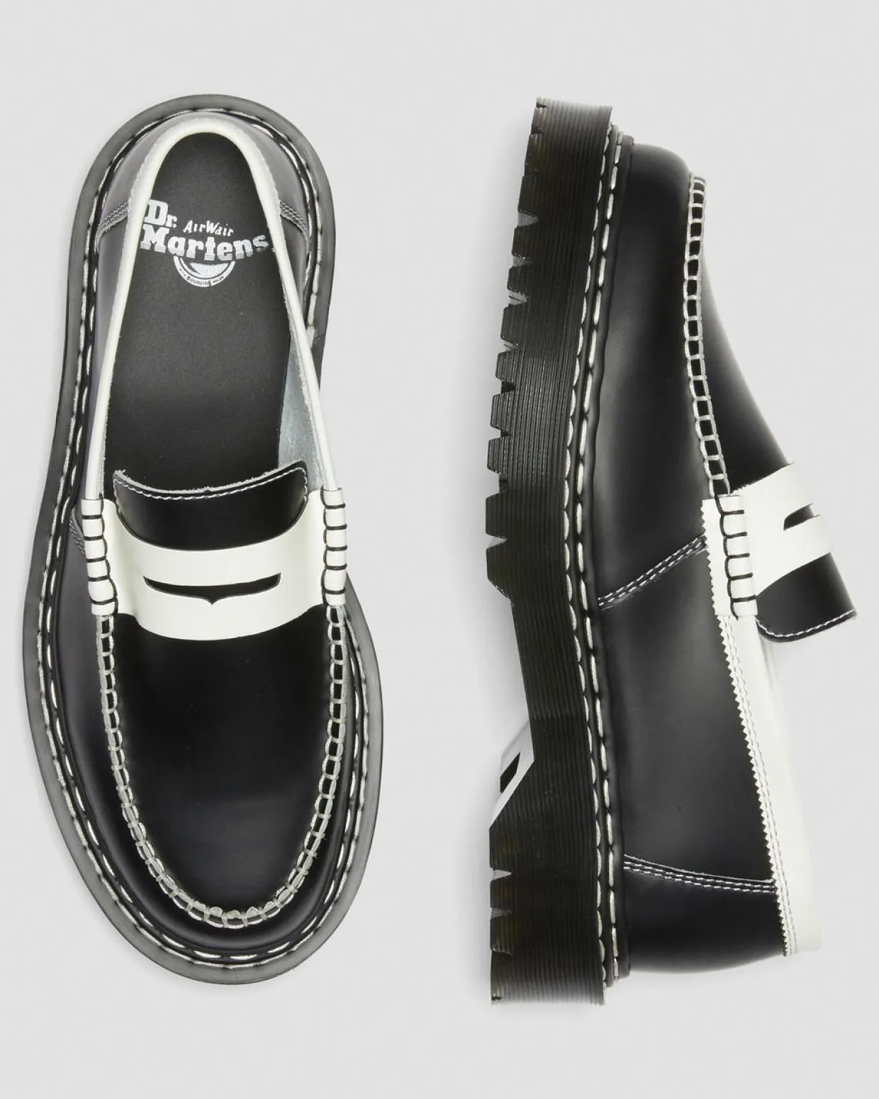 Dr. Martens Mocassins Penton Bex Contrast En Cuir Noir+Blanc — Smooth Slice Cheap