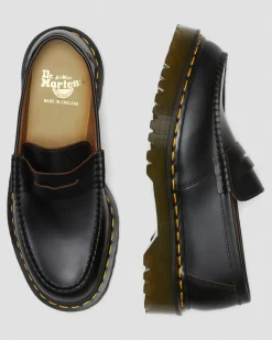 Dr. Martens Mocassins Penton Bex Yellow Stitch En Cuir Quilon Noir — Quilon Online