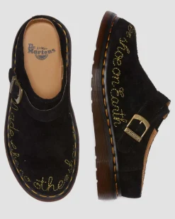 Dr. Martens Mules Isham En Daim Desert Oasis Noir — Desert Oasis Suede Cheap