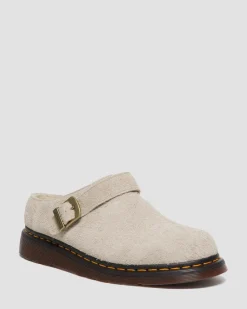 Dr. Martens Mules Isham En Daim Et Fourrure Synthétique VINTAGE TAUPE — Long Napped Suede Fashion