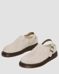 Dr. Martens Mules Isham En Daim Et Fourrure Synthétique VINTAGE TAUPE — Long Napped Suede Fashion
