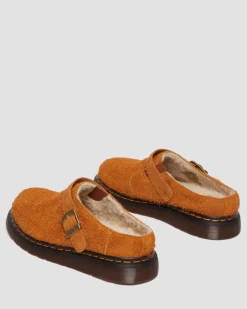 Dr. Martens Mules Isham En Daim Et Fourrure Synthétique PECAN BROWN — Long Napped Suede Flash Sale