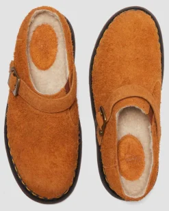 Dr. Martens Mules Isham En Daim Et Fourrure Synthétique PECAN BROWN — Long Napped Suede Flash Sale