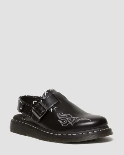Dr. Martens Mules Jorge Contrast Stitch En Cuir Noir — Atlas Hot