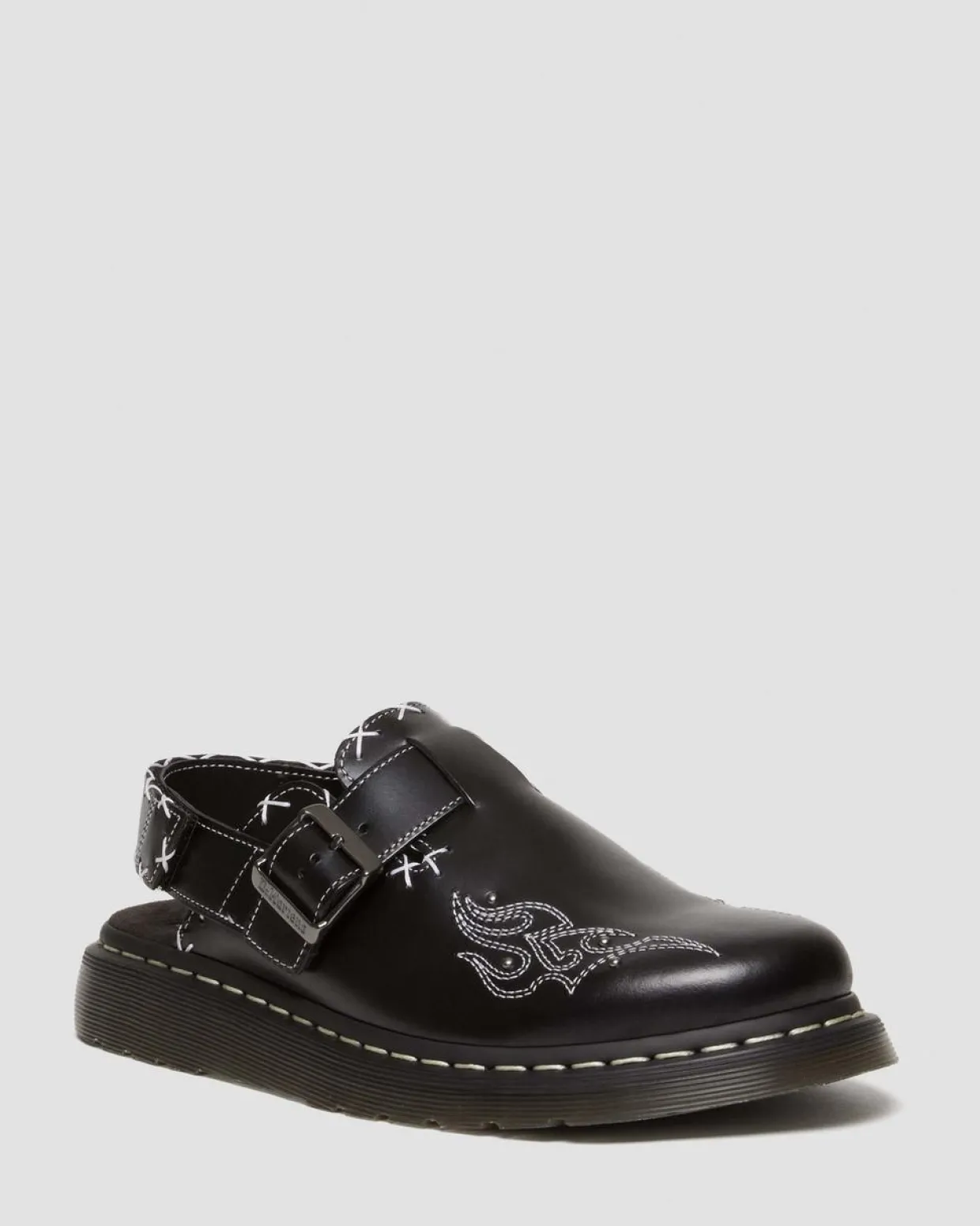 Dr. Martens Mules Jorge Contrast Stitch En Cuir Noir — Atlas Hot