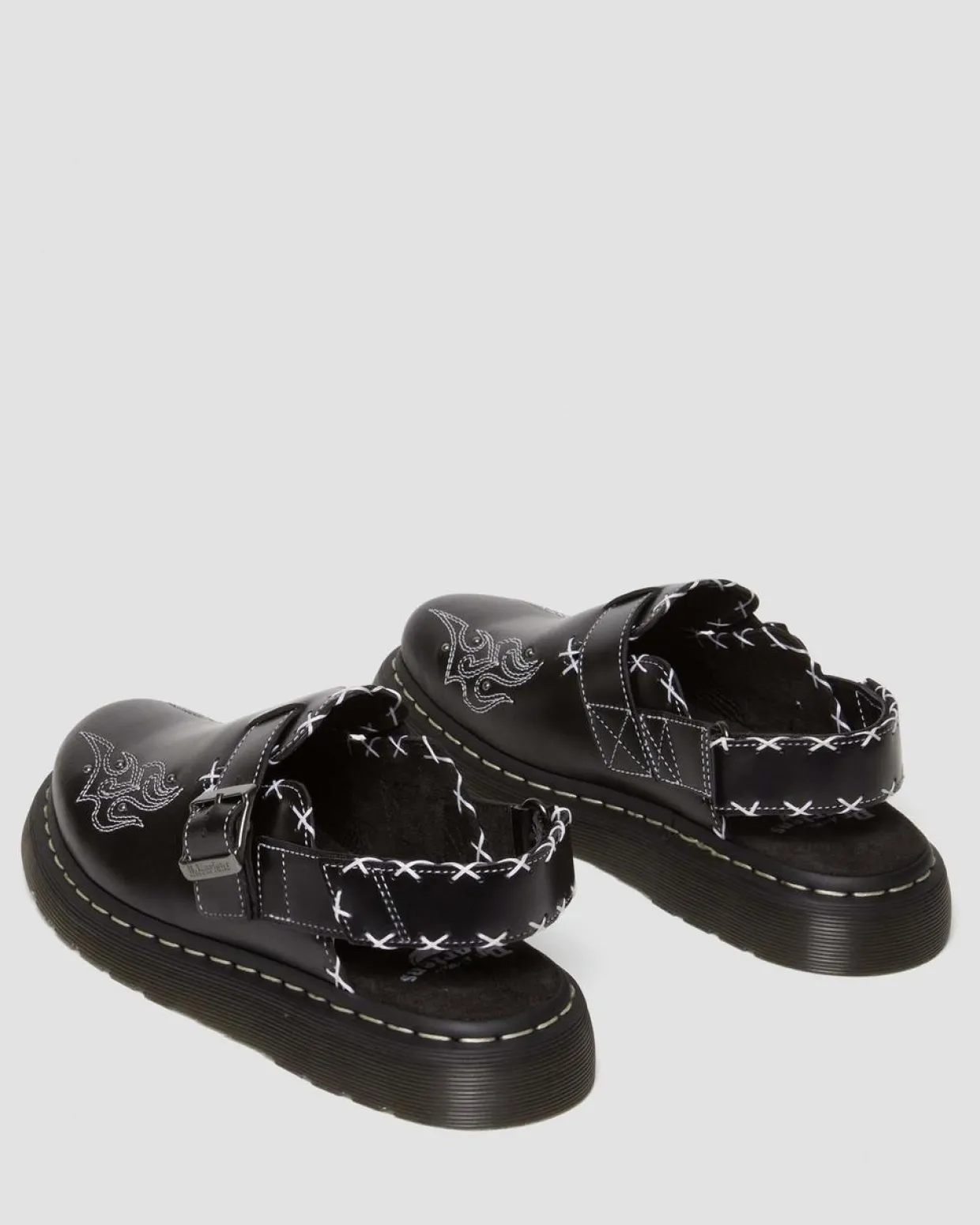 Dr. Martens Mules Jorge Contrast Stitch En Cuir Noir — Atlas Hot