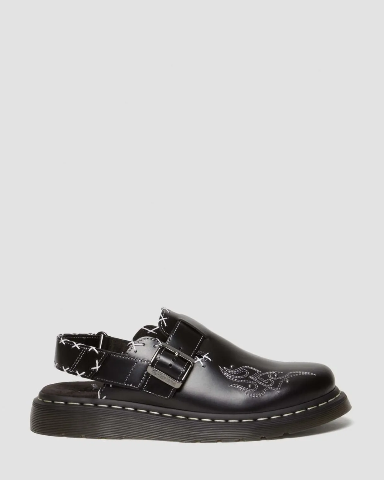 Dr. Martens Mules Jorge Contrast Stitch En Cuir Noir — Atlas Hot
