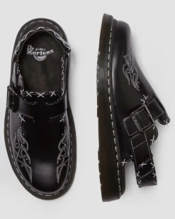 Dr. Martens Mules Jorge Contrast Stitch En Cuir Noir — Atlas Hot
