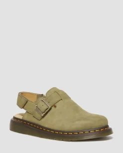 Dr. Martens Mules Jorge II En Cuir Tumbled Nubuck à Brides Muted Olive — Tumbled Nubuck Hot
