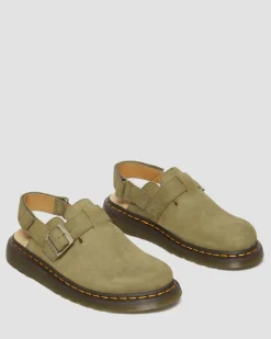 Dr. Martens Mules Jorge II En Cuir Tumbled Nubuck à Brides Muted Olive — Tumbled Nubuck Hot