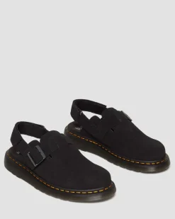 Dr. Martens Mules Jorge II En Daim Noir — E.H.Suede Cheap