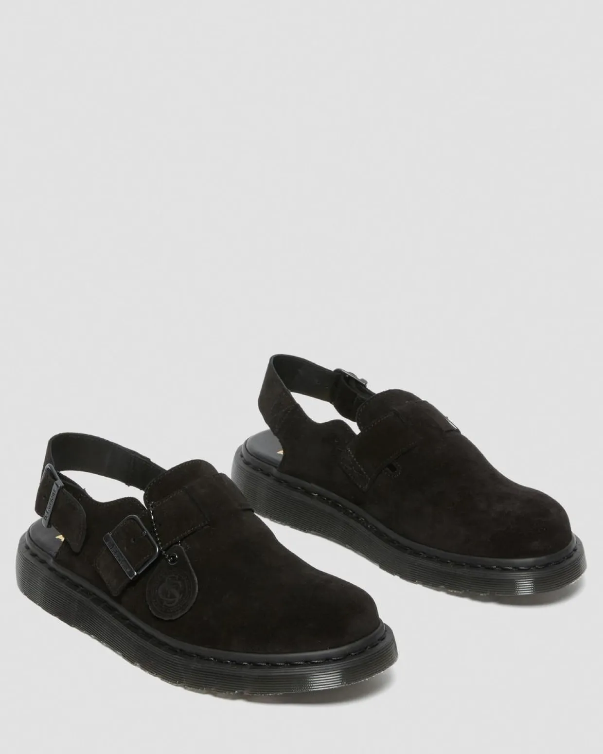 Dr. Martens Mules Jorge Made In England En Daim Noir — Repello Calf Suede (Gum Oil) Online