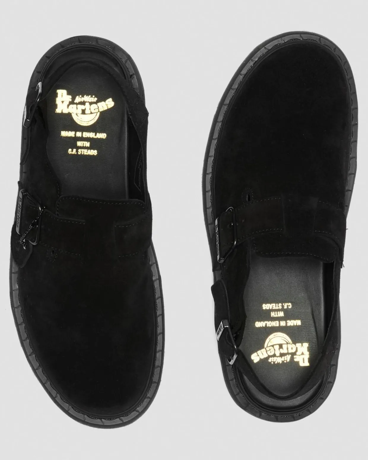 Dr. Martens Mules Jorge Made In England En Daim Noir — Repello Calf Suede (Gum Oil) Online