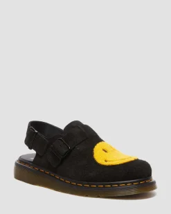 Dr. Martens Mules Jorge Smiley® En Daim Noir — Long Napped Suede Best Sale