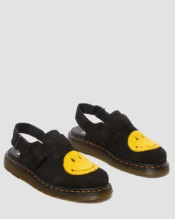 Dr. Martens Mules Jorge Smiley® En Daim Noir — Long Napped Suede Best Sale