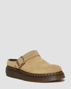 Dr. Martens Mules Plateformes Laketen En Daim Bronx Savannah Tan — Bronx Suede Outlet