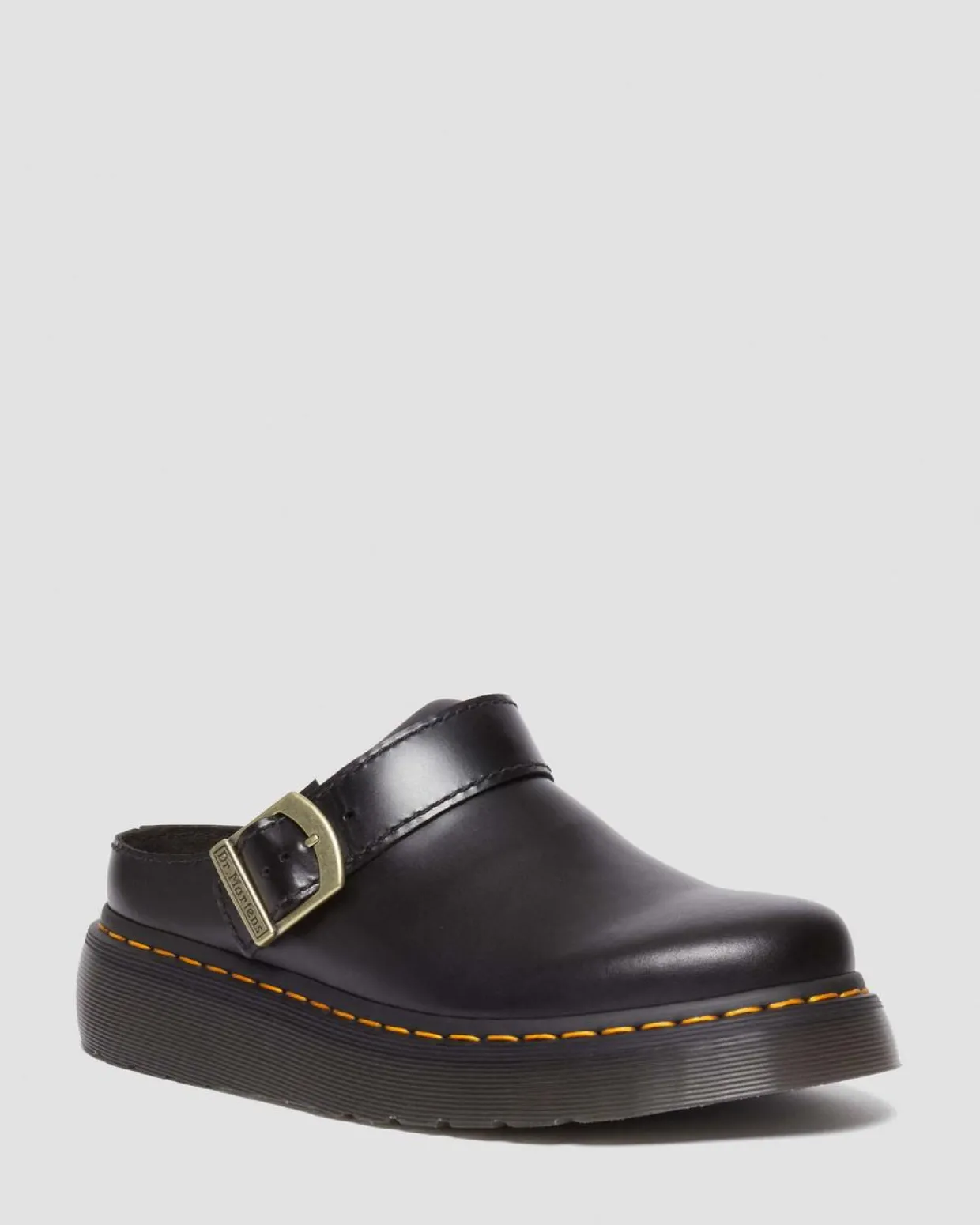 Dr. Martens Mules Plateformes Laketen En Cuir Noir — Atlas Discount