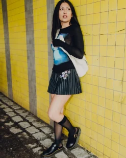 Dr. Martens Mules Plateformes Laketen En Cuir Noir — Atlas Discount