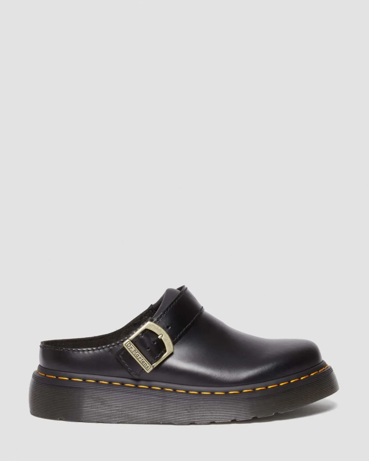 Dr. Martens Mules Plateformes Laketen En Cuir Noir — Atlas Discount