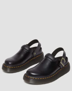 Dr. Martens Mules Plateformes Laketen En Cuir Noir — Atlas Discount