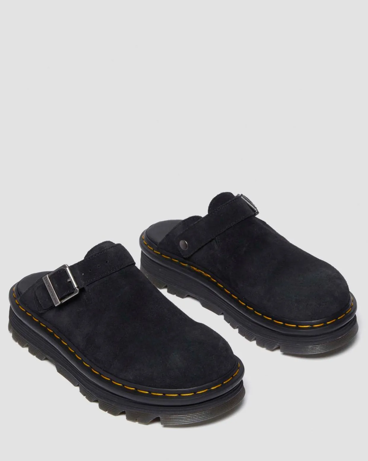 Dr. Martens Mules Plateformes Zebzag Casual En Daim à Brides Noir — E.H.Suede Outlet