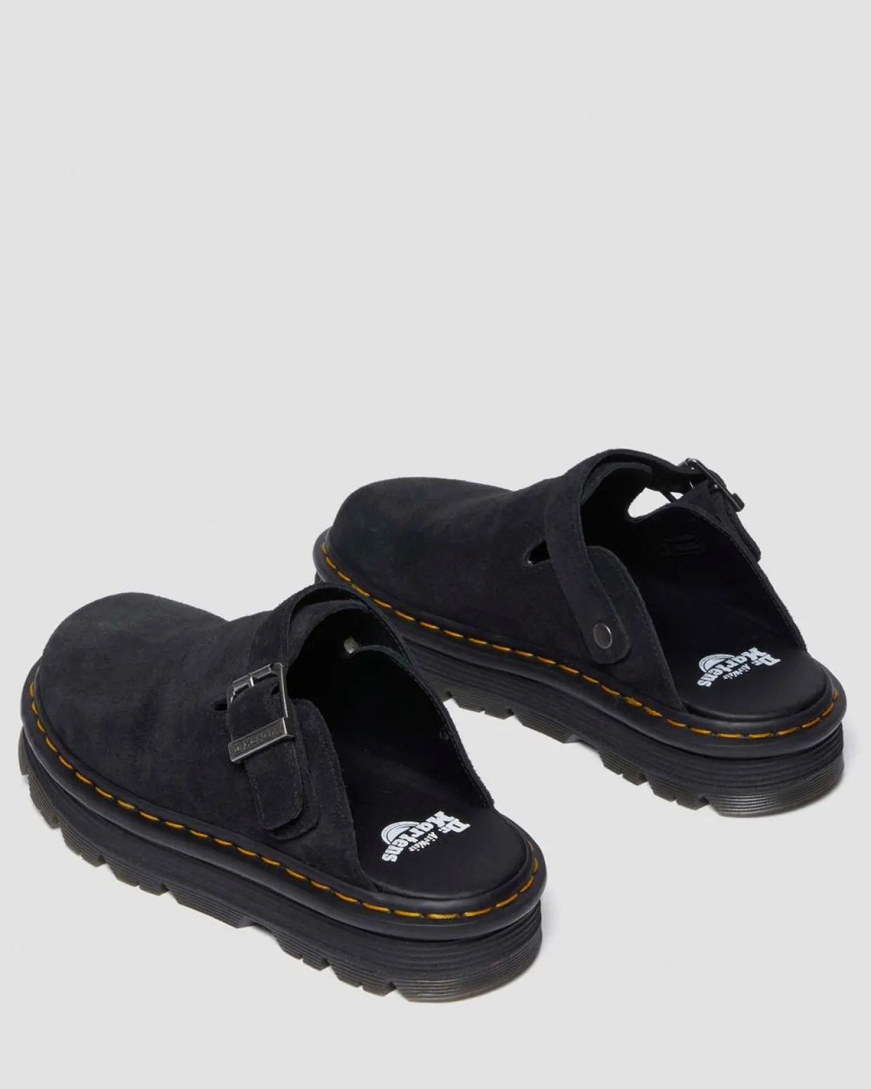 Dr. Martens Mules Plateformes Zebzag Casual En Daim à Brides Noir — E.H.Suede Outlet