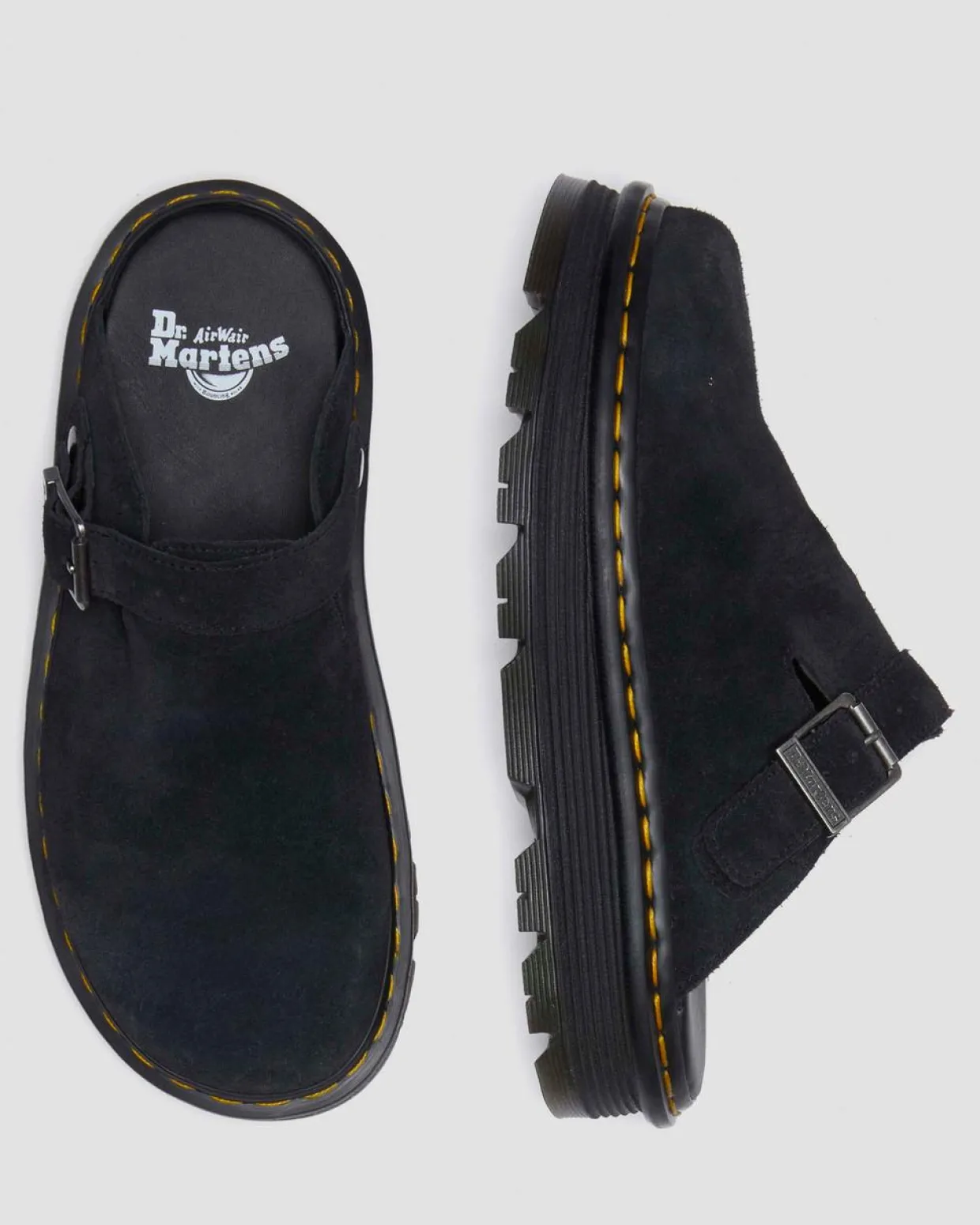 Dr. Martens Mules Plateformes Zebzag Casual En Daim à Brides Noir — E.H.Suede Outlet