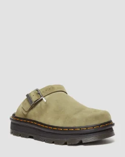 Dr. Martens Mules Plateformes Zebzag Casual En Daim à Brides Muted Olive — E.H.Suede Best