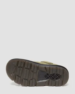 Dr. Martens Mules Plateformes Zebzag Casual En Daim à Brides Muted Olive — E.H.Suede Best