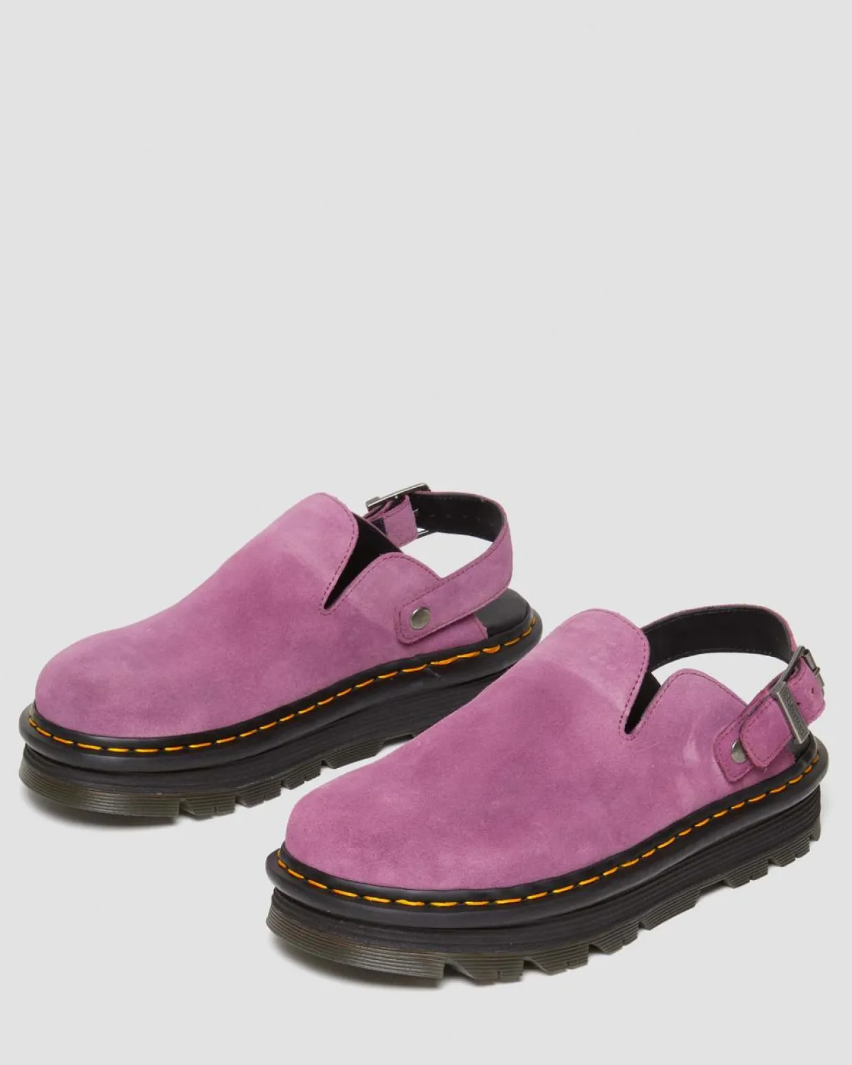 Dr. Martens Mules Plateformes Zebzag Casual En Daim à Brides Muted Purple — E.H.Suede Discount
