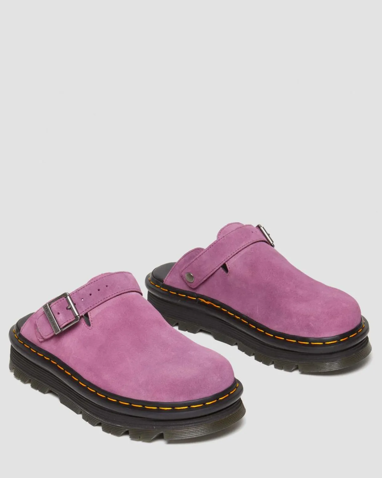 Dr. Martens Mules Plateformes Zebzag Casual En Daim à Brides Muted Purple — E.H.Suede Discount