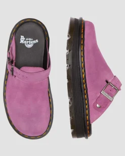 Dr. Martens Mules Plateformes Zebzag Casual En Daim à Brides Muted Purple — E.H.Suede Discount