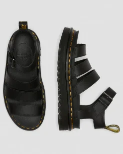 Dr. Martens Sandales Blaire En Cuir Hydro à Brides Noir — Hydro Leather Fashion